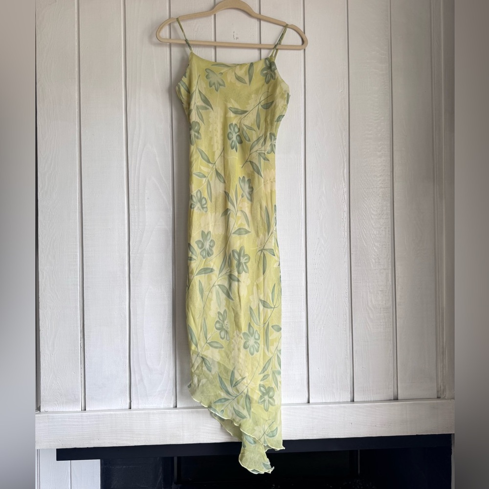 Vintage California Concepts Floral Midi Dress with Asymmetrical Hem